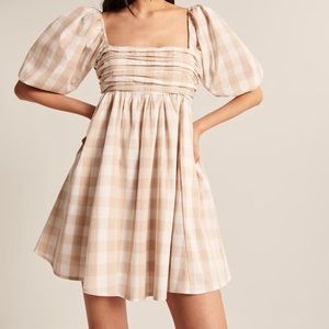 Ruched Bodice Puff Sleeve Mini Dress